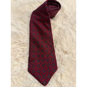 Kuppenheimer Silk Tie Mens One Size Red Excellent Geometric Medallion Print USA